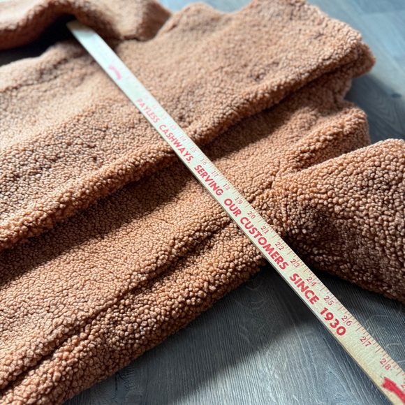 NWT J.Crew Villa Coat Teddy Sherpa Mid Length Adobe Clay Brown sz 8 zip button - Picture 13 of 15